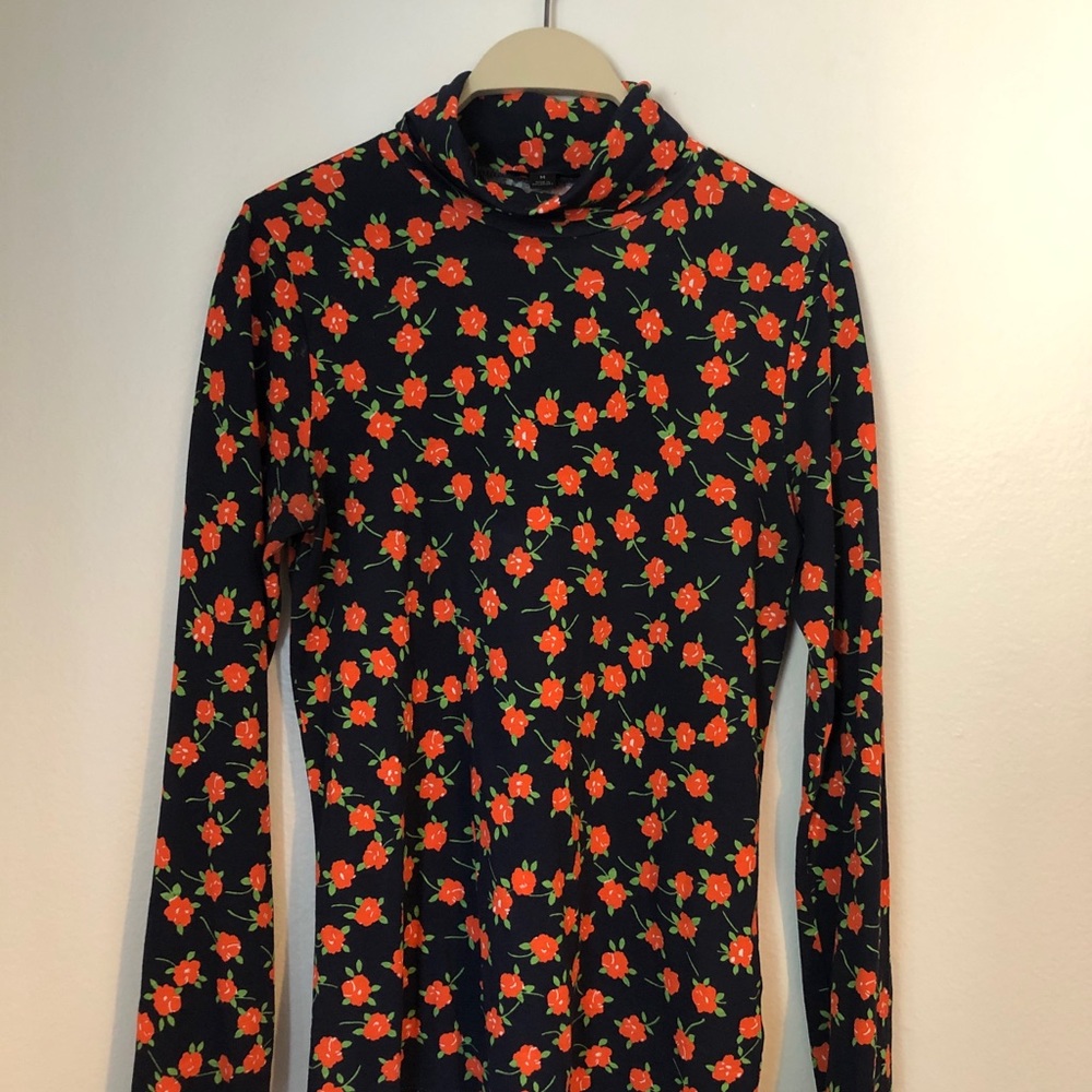 J Crew floral turtleneck